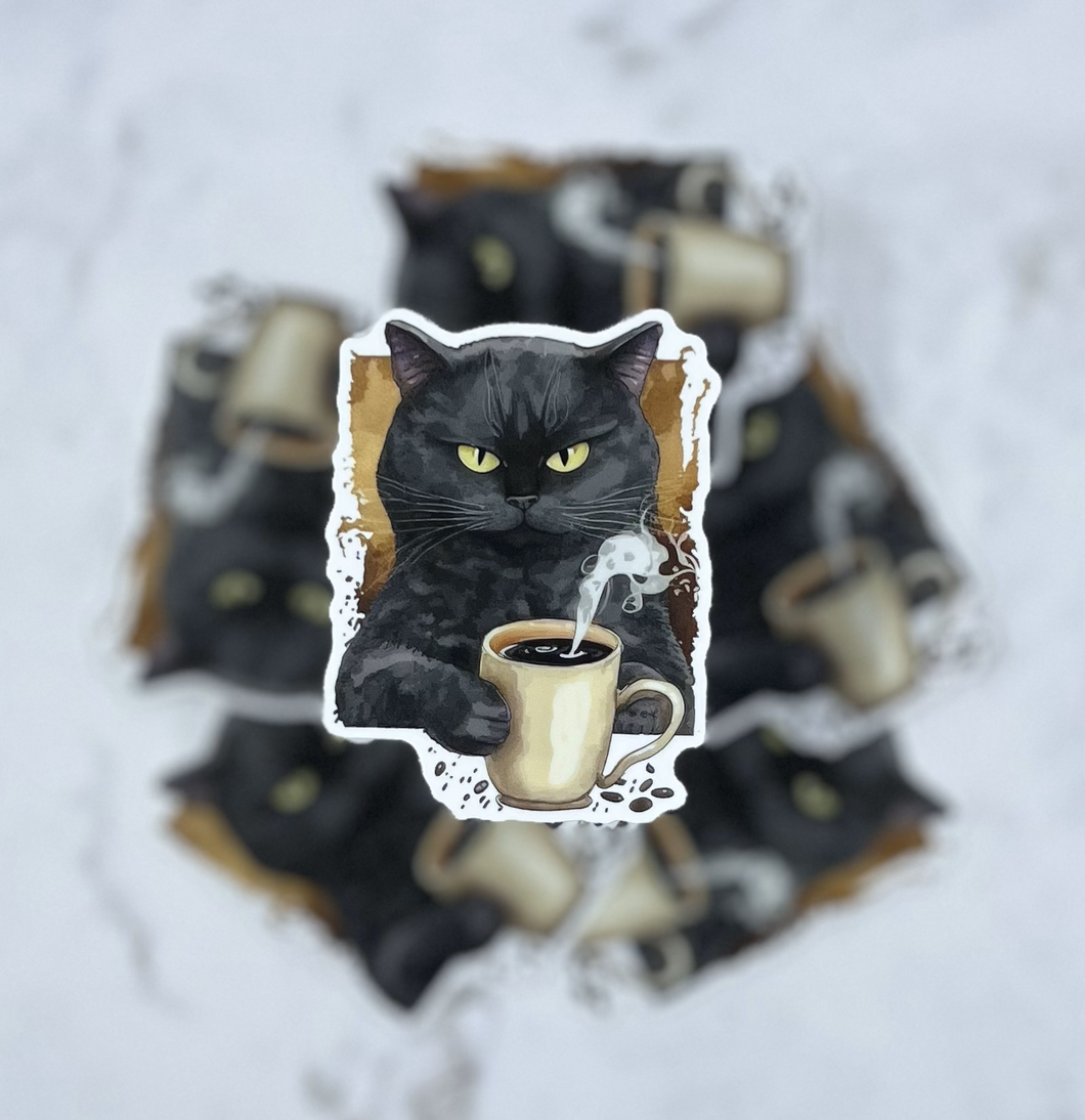 Grumpy Cat and Coffee Sticker