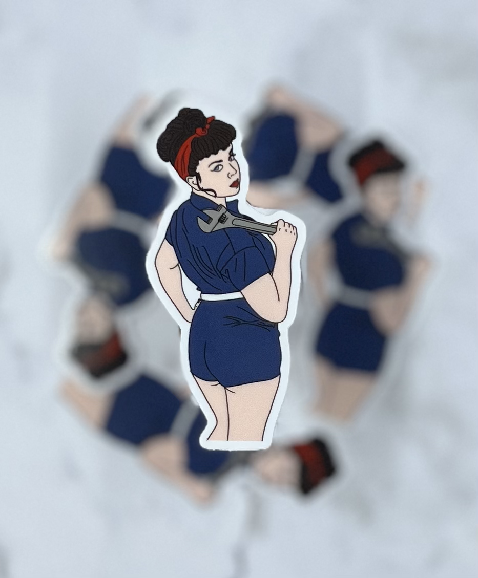 Mechanic Pinup Girl Sticker