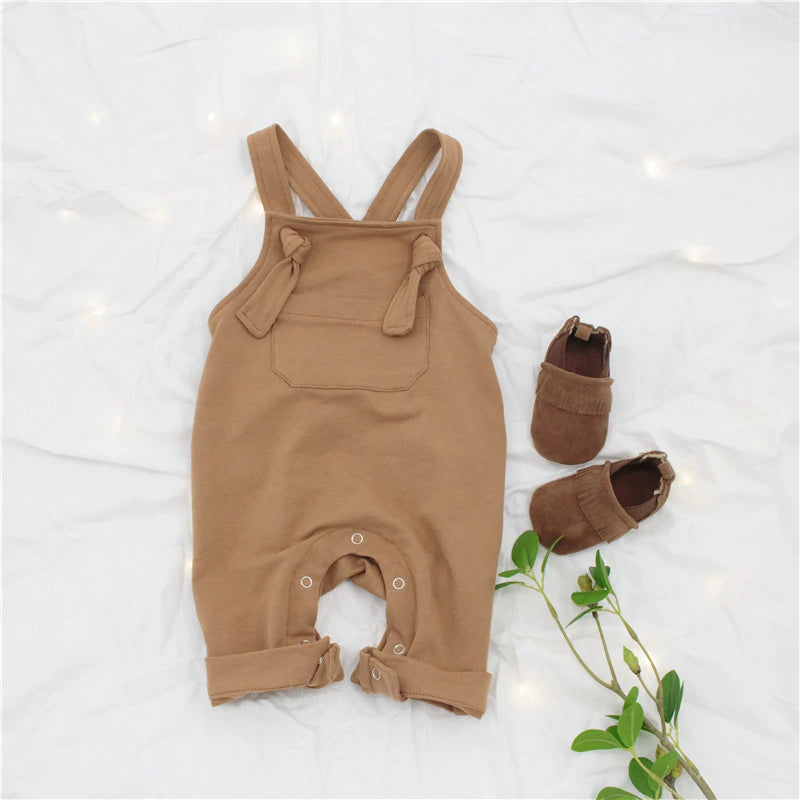 Baby Overalls Back tie closure Jumpsuit - Brown