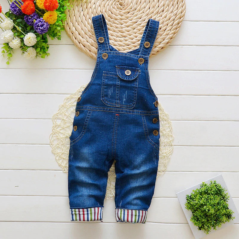 Baby / Toddler Trendy Stripped Denim Overalls - Blue