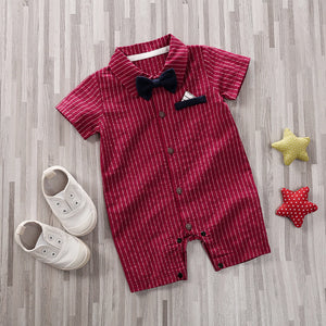 Boys Bow Tie Striped Bodysuit - Red