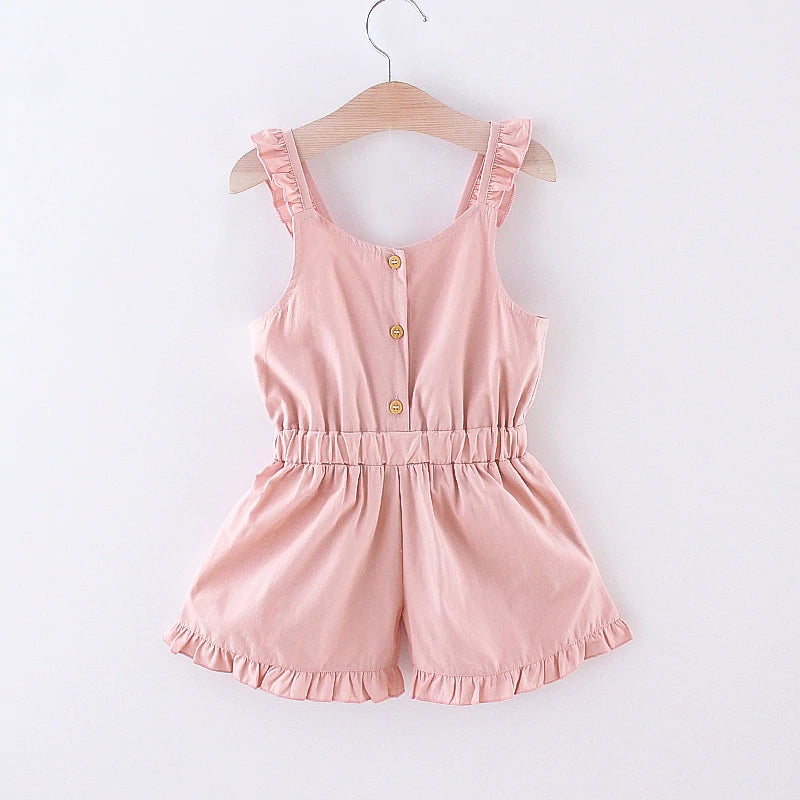 Toddler Girl Casual Solid Ruffled Jumpsuit - Pink